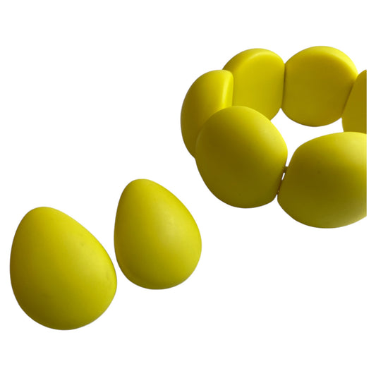 Yellow bracelet and earrings set | Resin