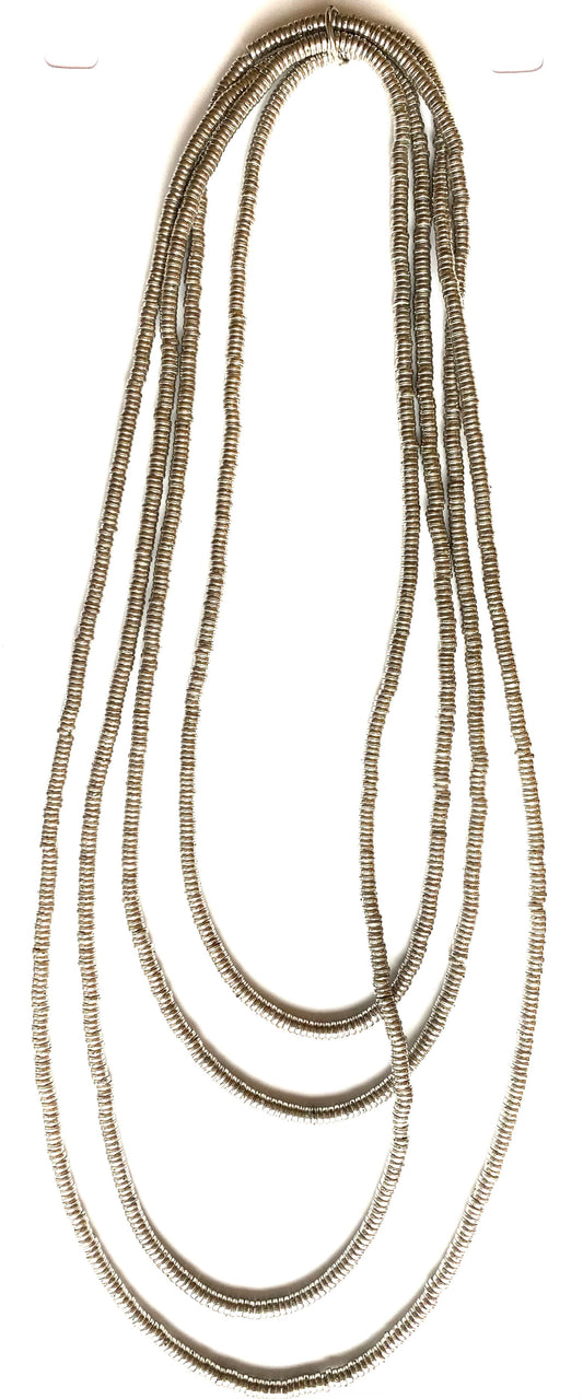 Long four-strand gray necklace