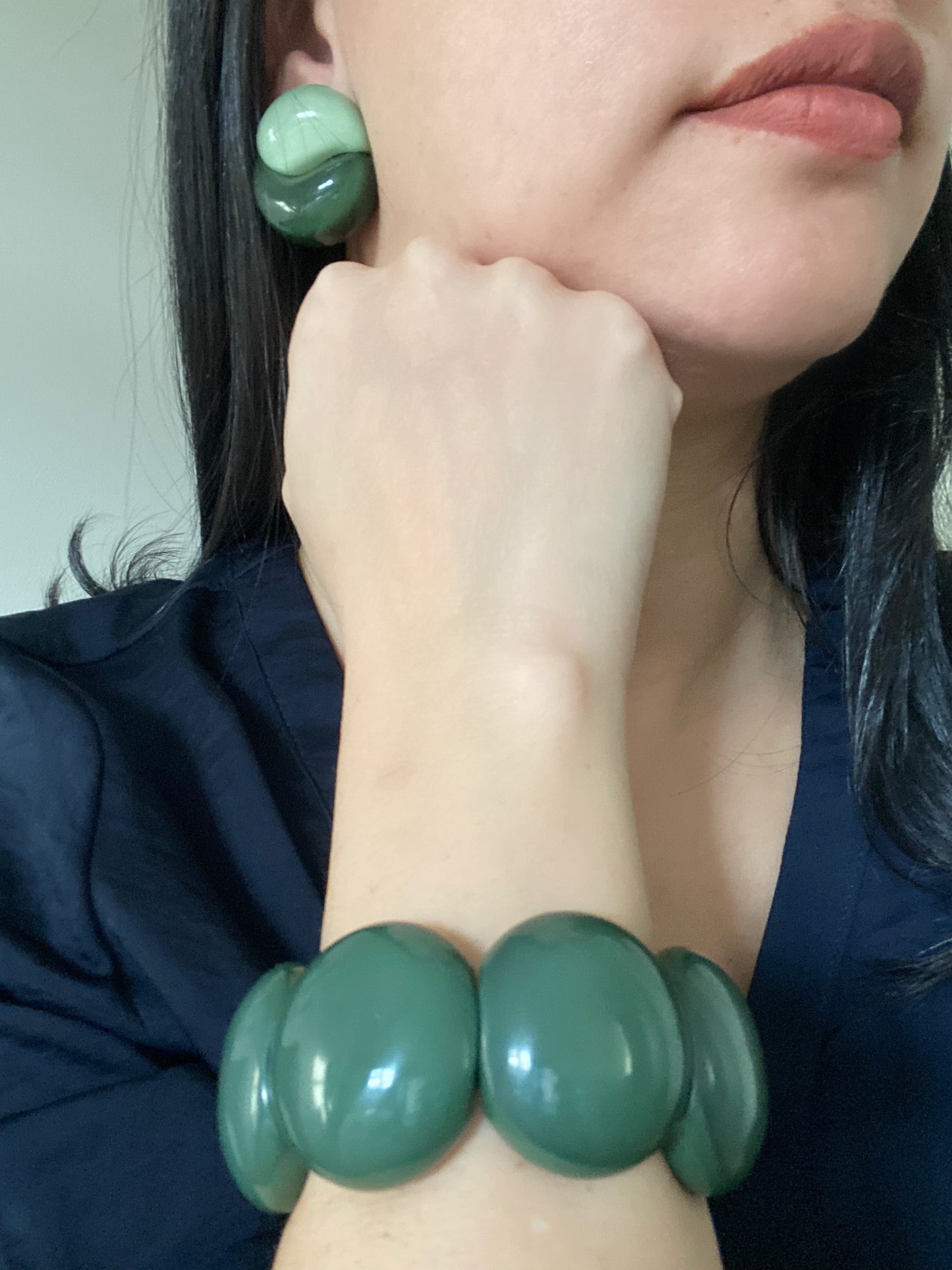 Green Florest bracelet and earrings | Resin