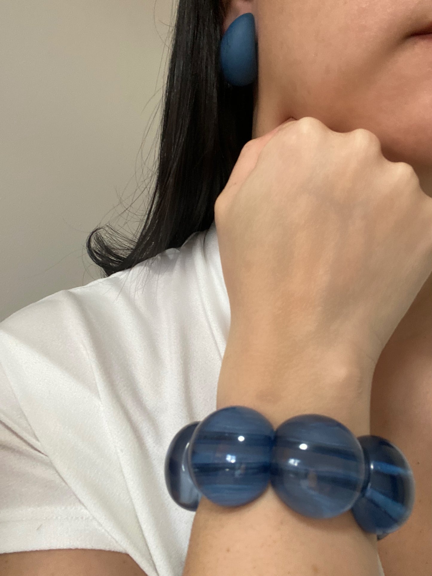 Blue Bracelet and earring set | Resin