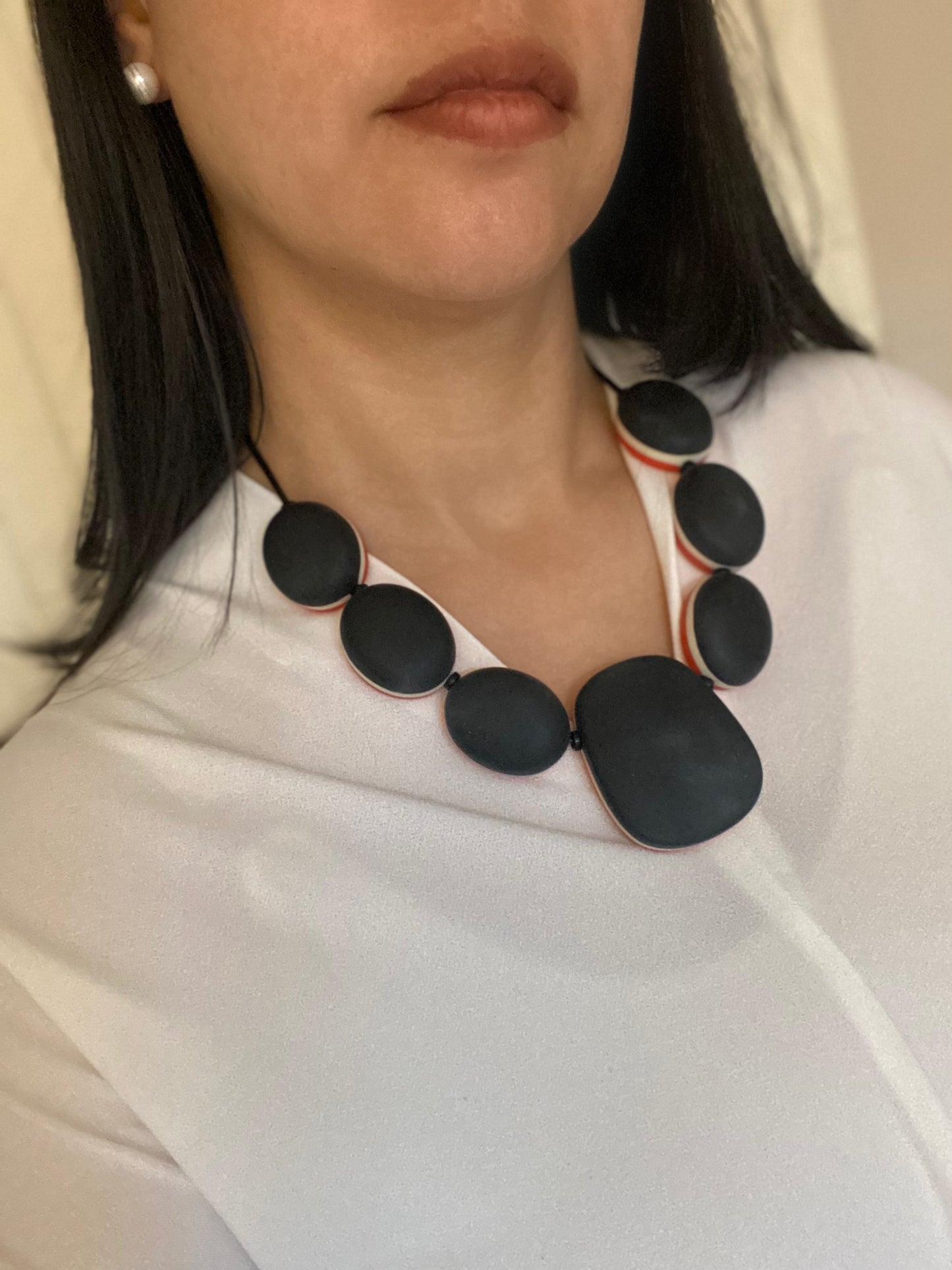 Black orange double-sided necklace