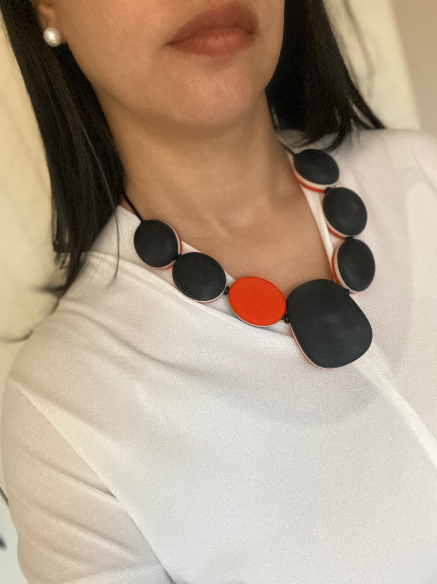 Black orange double-sided necklace